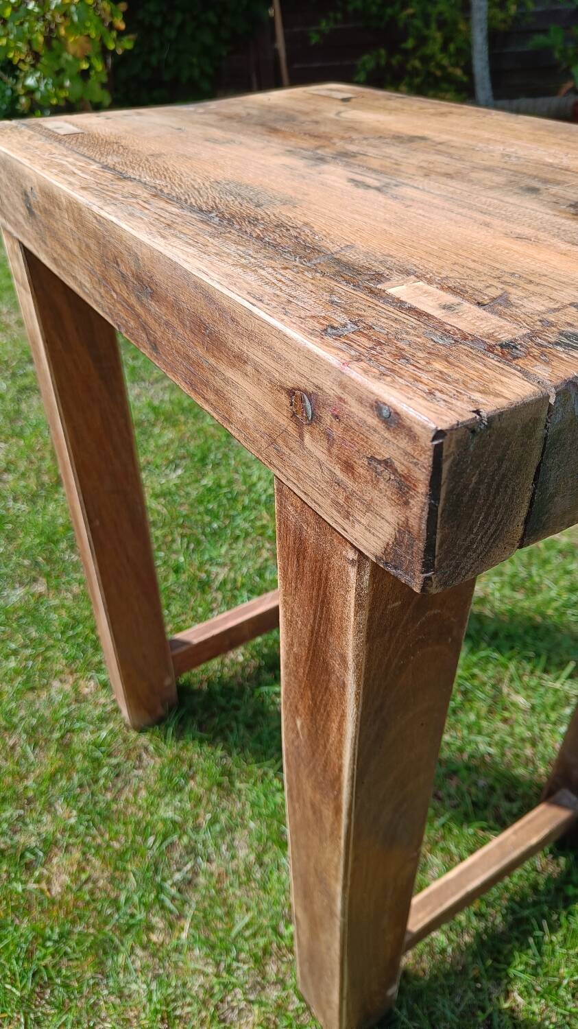 Small antique workbench in solid oak