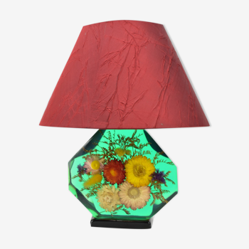 Lampe avec incrustation fleurs, vintage