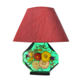 Lamp with inlay flowers, vintage