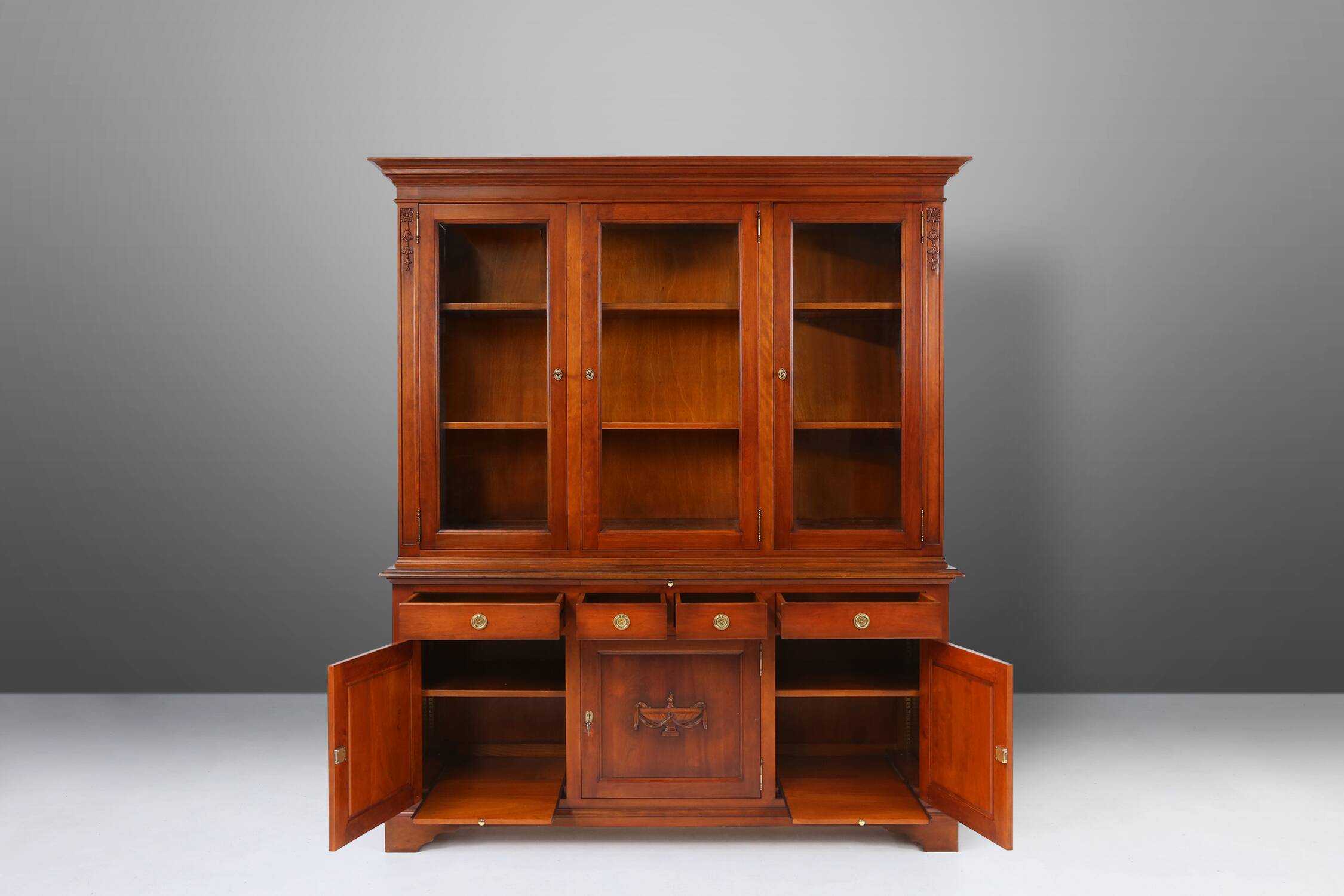 English Wooden Bookcase Cabinet, 1950s