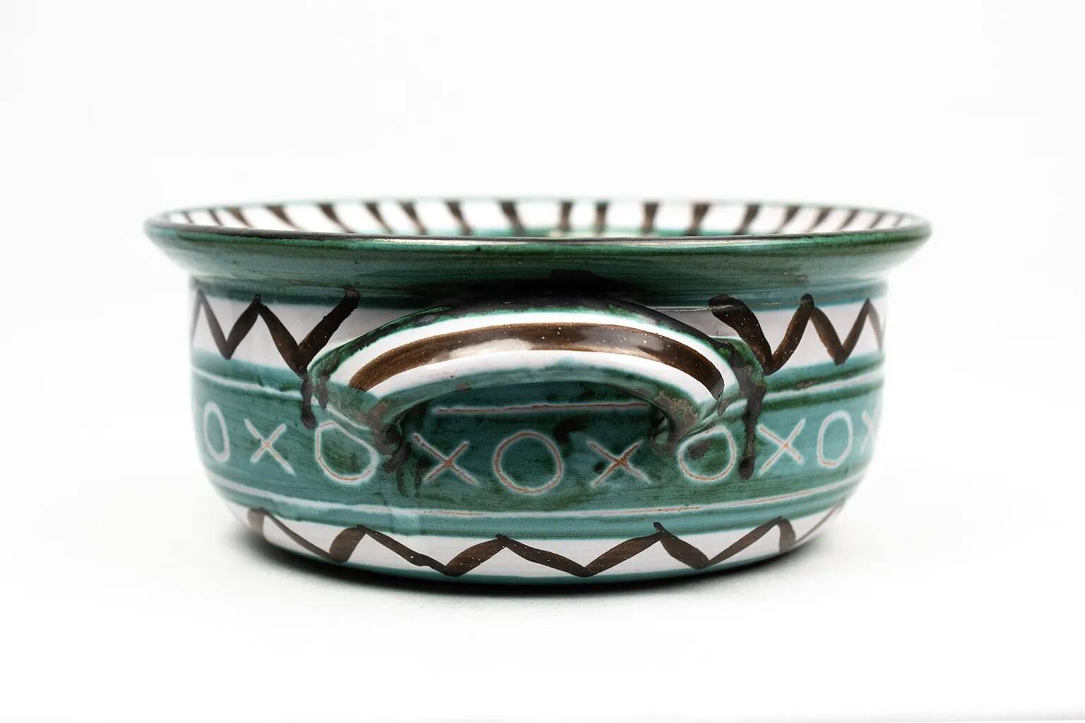 Small ear-handled bowl Robert Picault – Vallauris, sunflower decoration 1950