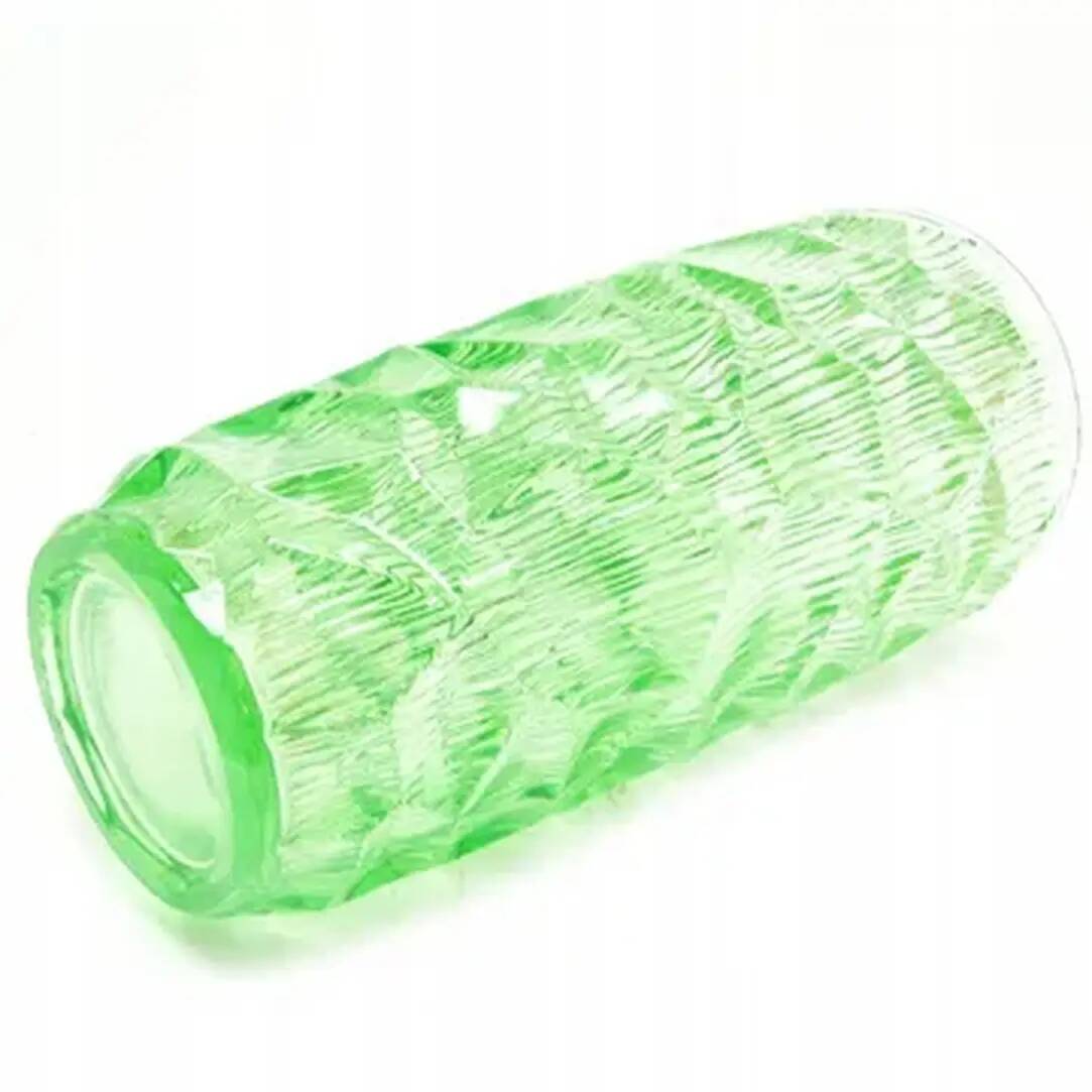 Okulus vase, mid-century modern, turquoise glass, Ząbkowice, Poland, 1970s