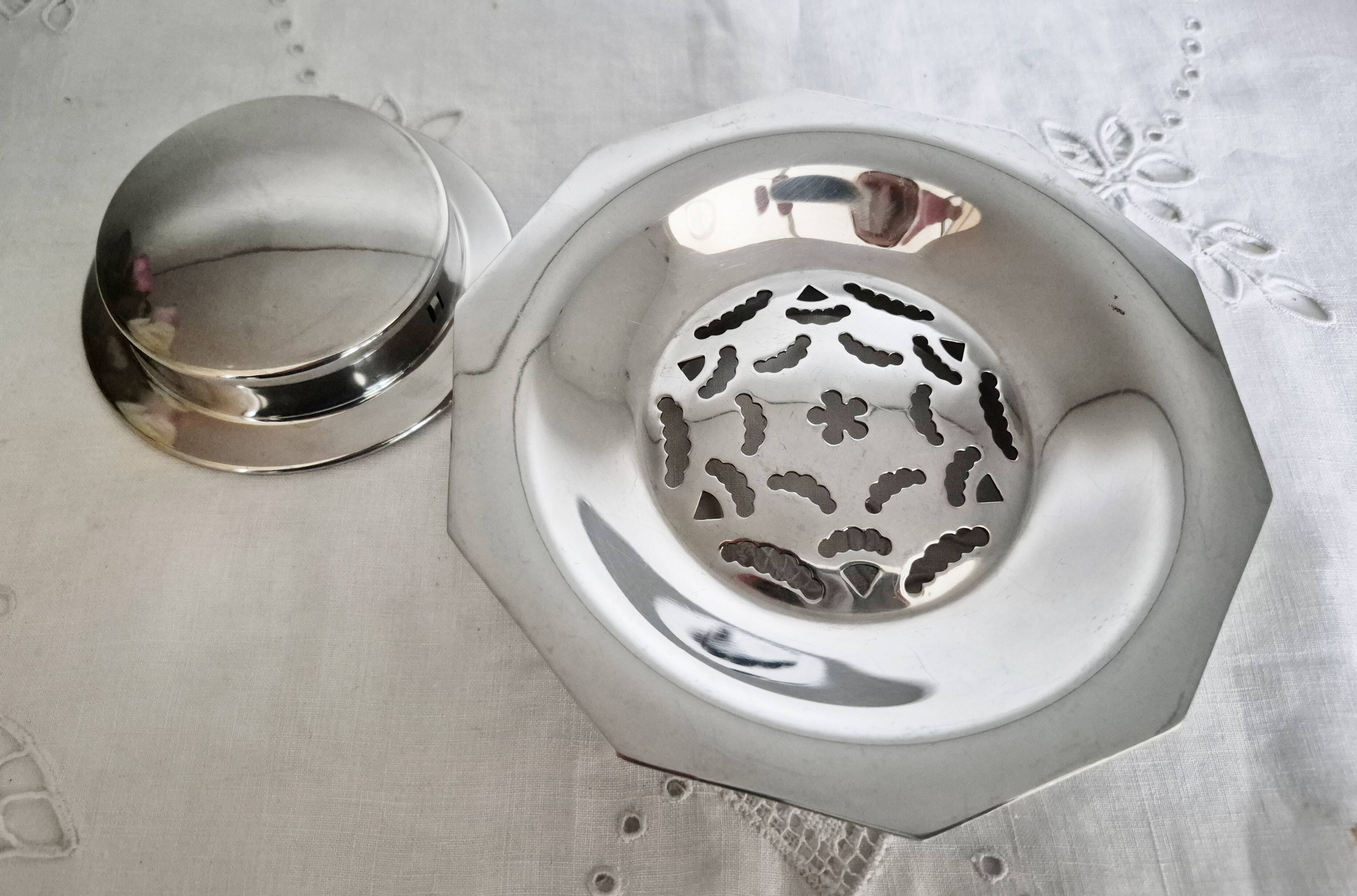 Vintage Coquillor butter dish in stainless steel