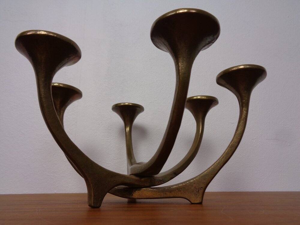 Brutalist Bronze Candleholder by Michael Harjes, 1960s