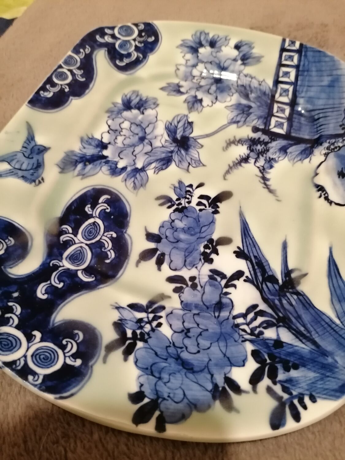 Rectangular dish 19th century Celadon green background Imari Japan