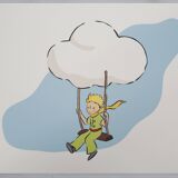 Antoine de Saint-Exupéry: The Little Prince flies with the clouds, lithograph.
