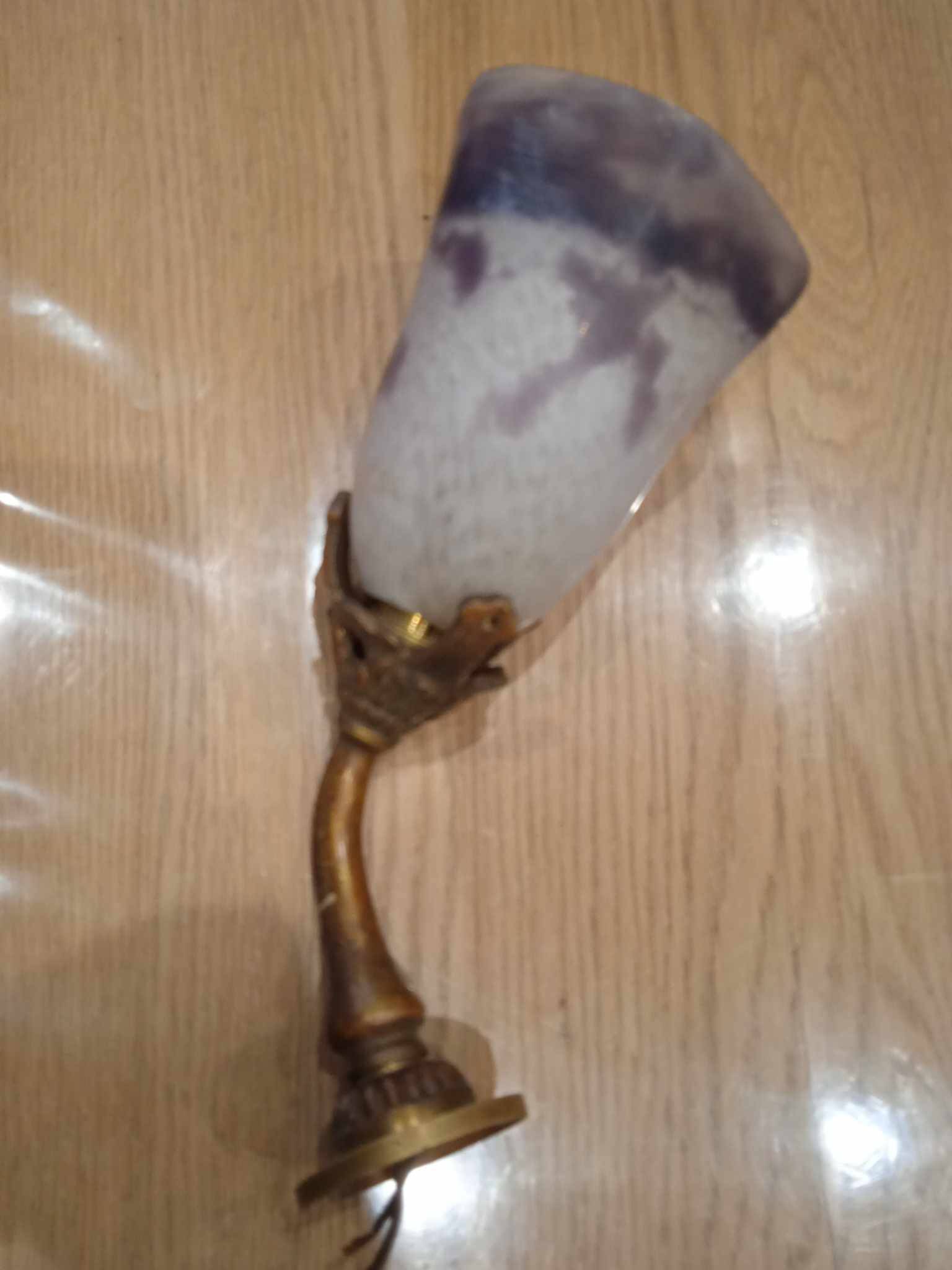 Old glass paste tulip wall light