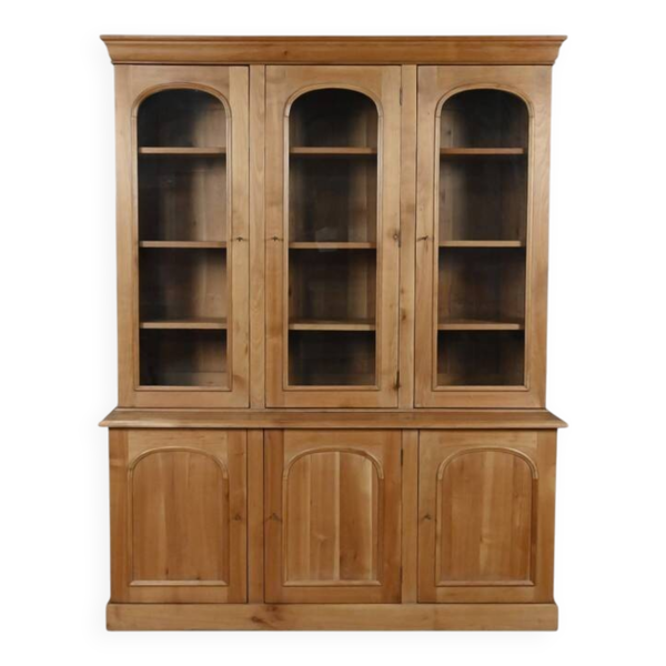 Bibliothèque deux-corps en merisier blond, style Louis-Philippe – XXe