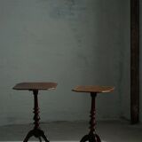 Pair of English side tables / pedestals, walnut, mid-century, 1940s.