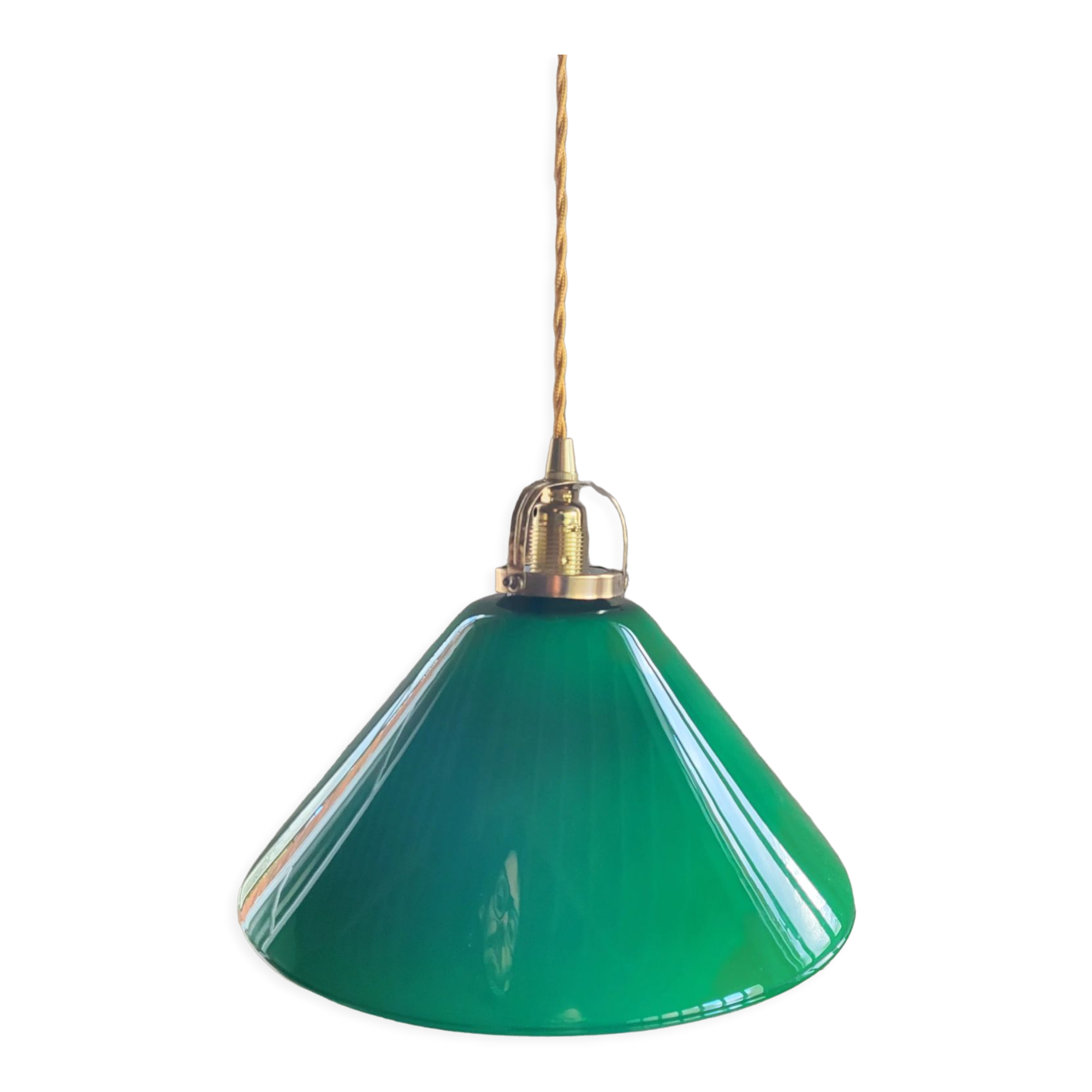 Suspension conique en opaline verte
