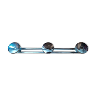 Coat rack chrome metal patinated 3 hooks old vintage dp 0522022
