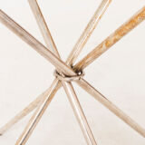 Guéridon mikado en laiton argenté et verre, années 1980