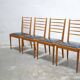 Series of 4 vintage chairs in wood and skaï