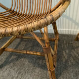Pair of rattan shell armchairs 60s