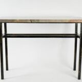 Console art moderne acier peint et marbre