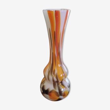 Vase opaline ton orange/marron