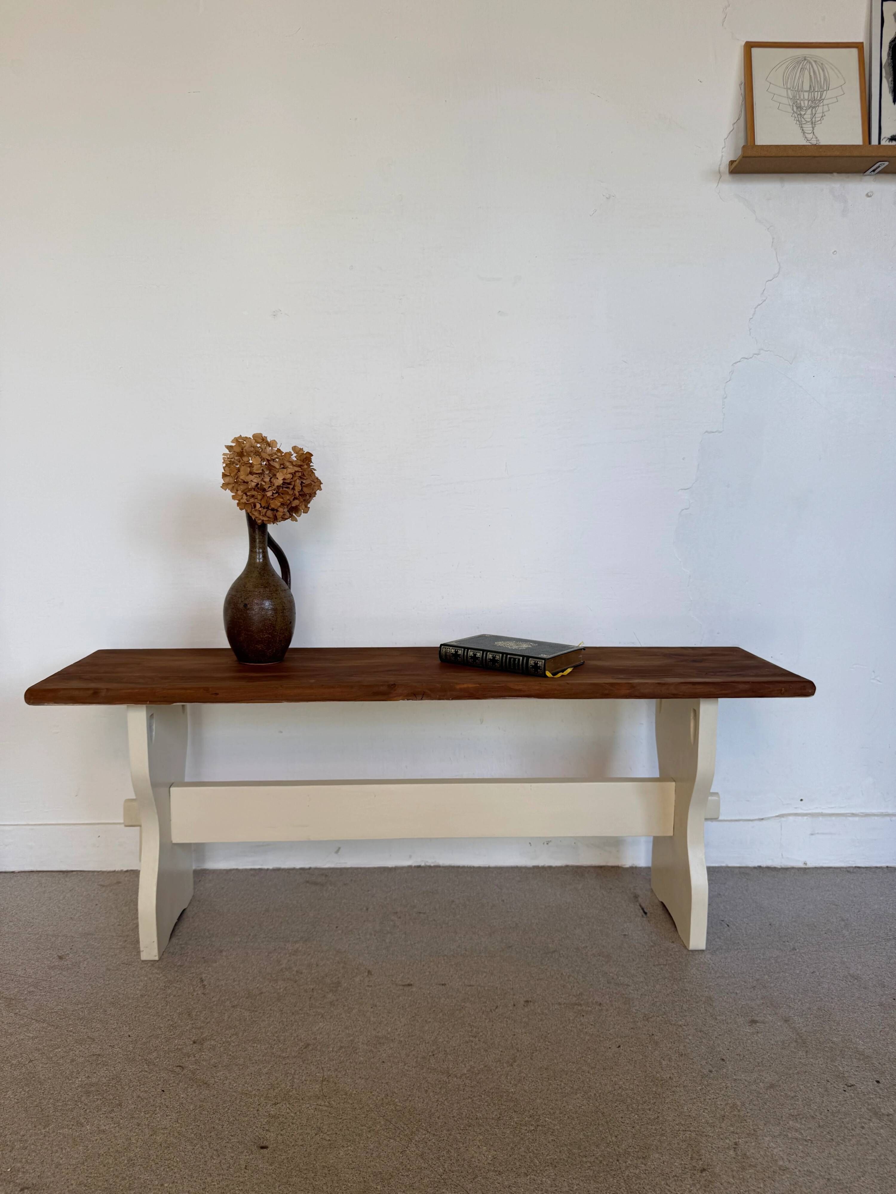 Vintage farmhouse bench made of solid wood