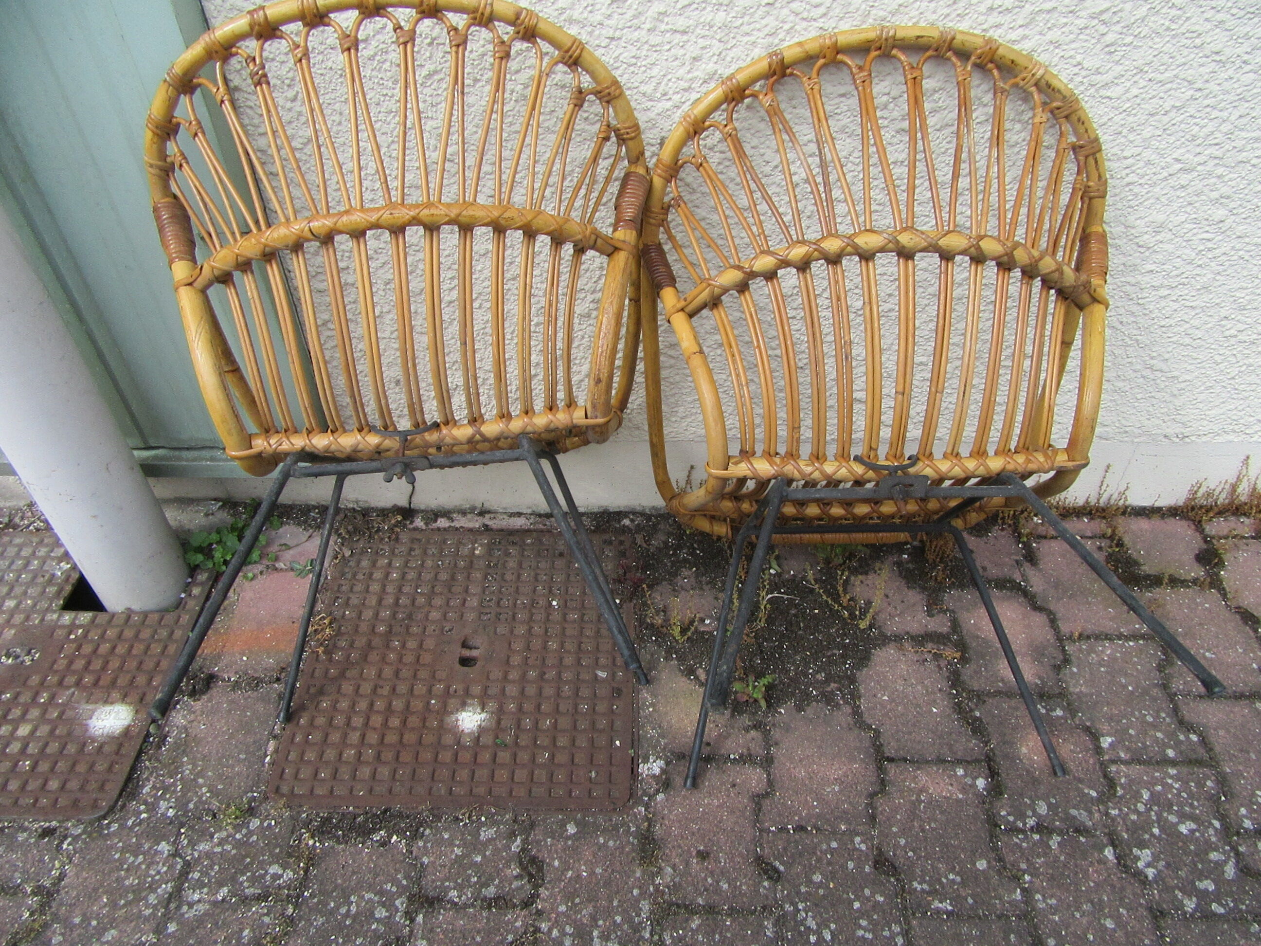 Paire de fauteuils rotin vintage