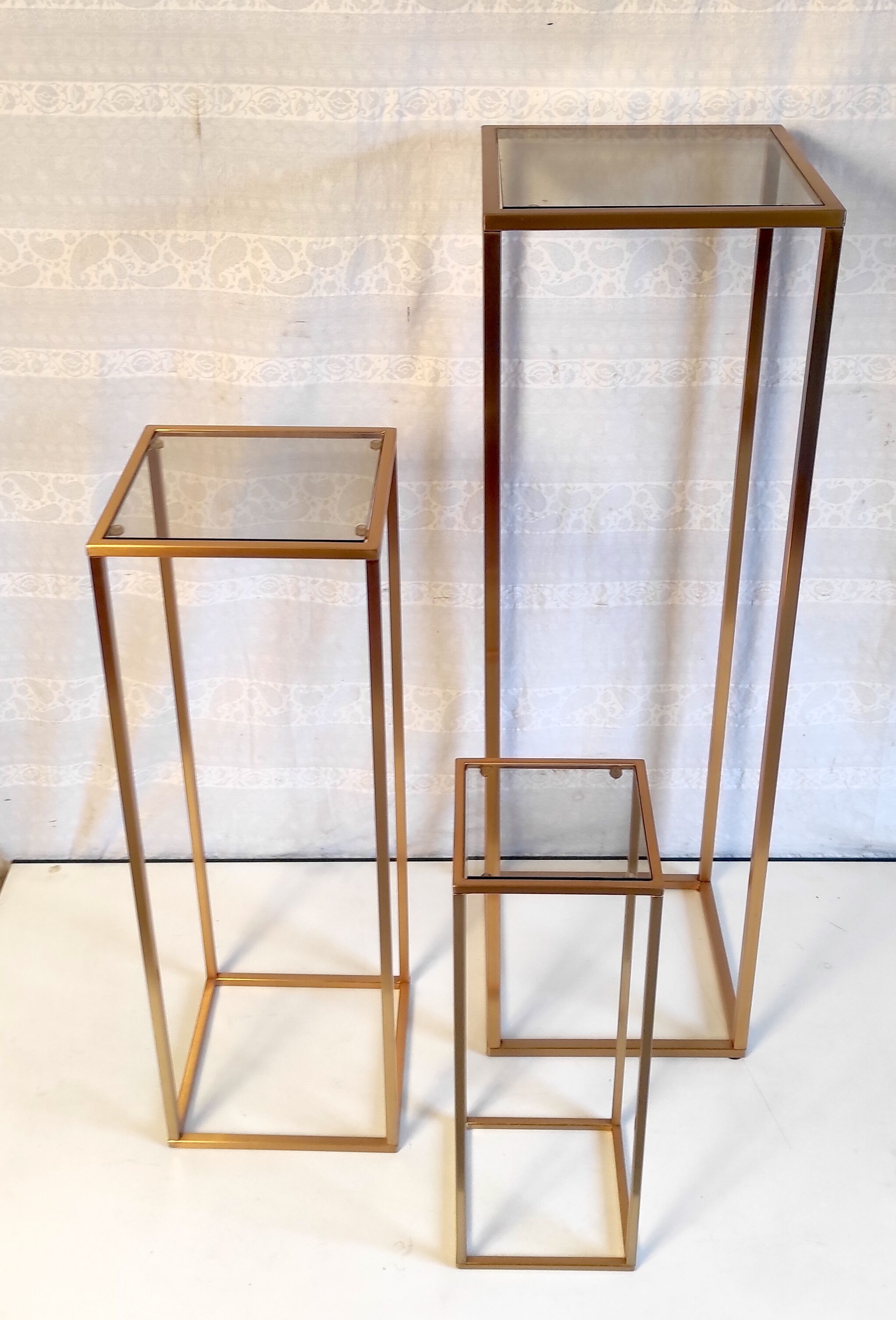 Pull-out harnesses in gilded brass and smoked glass.