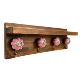 "Wall-mounted key holder shelf in wood, chic country / vintage / shabby style"