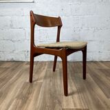 Vintage Scandinavian chair by Erik Buch for O.D. Møbler, in teak and plaid fabric, 60s