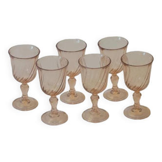 Lot de 6 verres à liqueur Rosaline France vintage 60’s