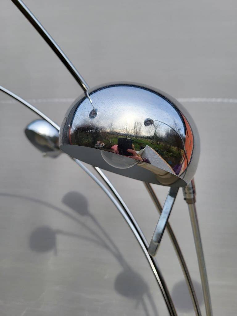Vintage ARC floor lamp with 5 adjustable chrome arms on marble base