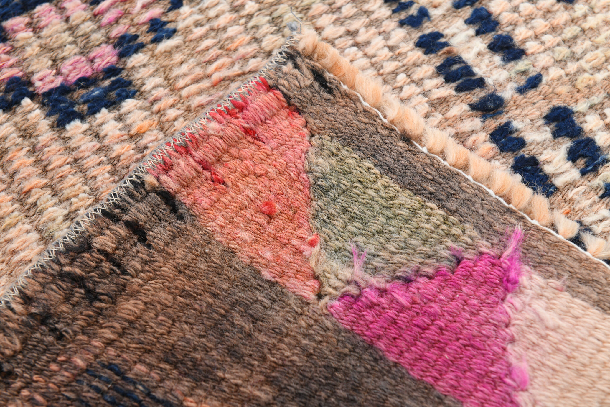 Pale orange & navy blue vintage runner rug 78x357cm