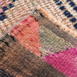 Pale orange & navy blue vintage runner rug 78x357cm