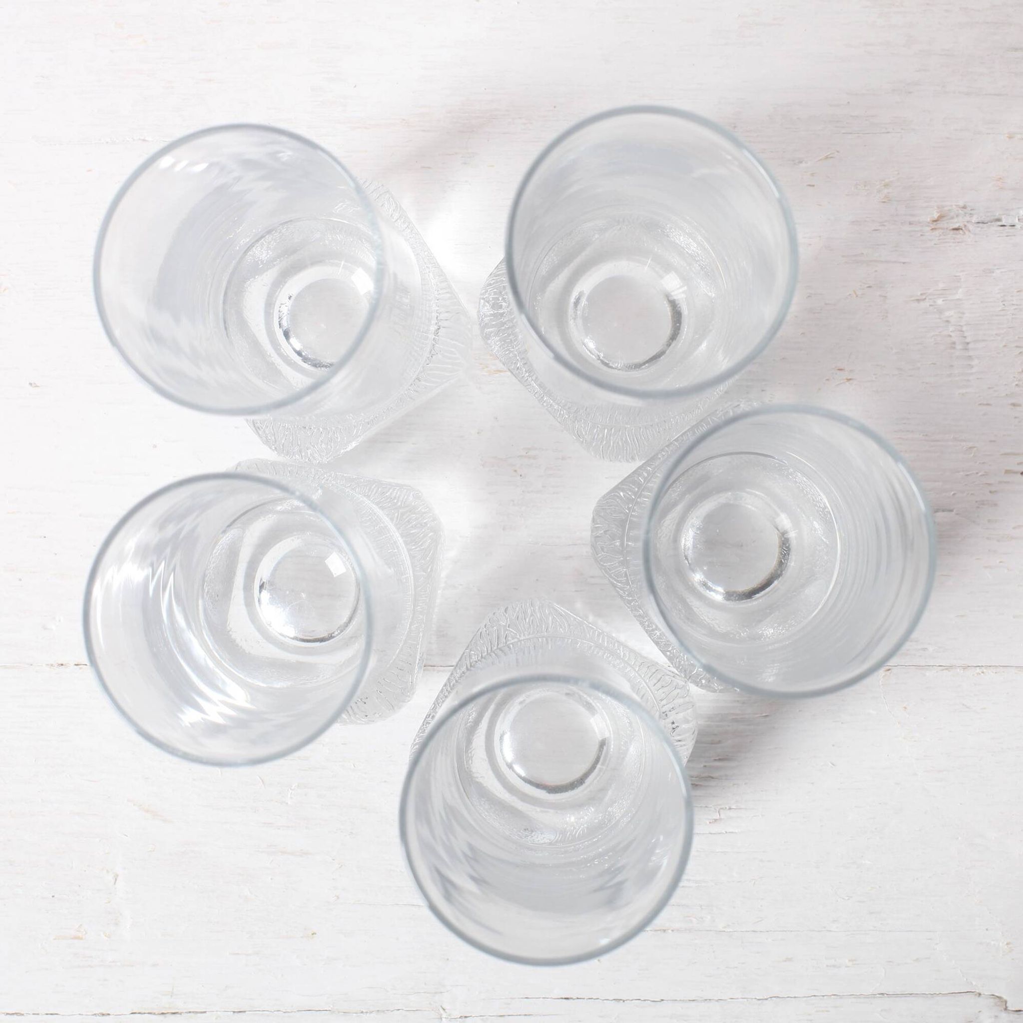 Set of 5 Mid-century Clear Crystal Tumblers / Italy / 1980s