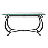 Glass and Wrought Iron Console, France, 1940s