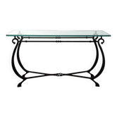 Glass and Wrought Iron Console, France, 1940s