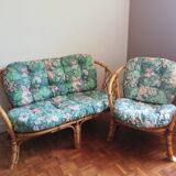 Rattan bench and chair