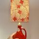 Small accent lamp by Bay Keramik – cordless with Japanese lotus fabric.