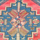 Tapis d'orient fait main de couloir caucasien ancien Kazak  3,09 x 1,52 m