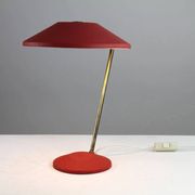 Red Shrink-Lacquered Brass Table Lamp, Germany, 1950s