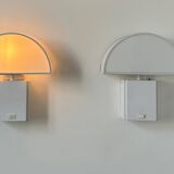 Pair of vintage Olympe Guzzini wall lights, metal and Perspex, Italy 1970