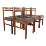 Suite of 6 vintage Scandinavian teak and skai chairs from the 60s