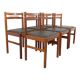Suite of 6 vintage Scandinavian teak and skai chairs from the 60s