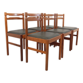 Suite de 6 chaises scandinaves vintage en teck et skai des années 60