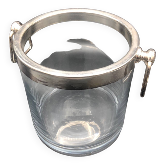 Ice bucket in glass and silver metal