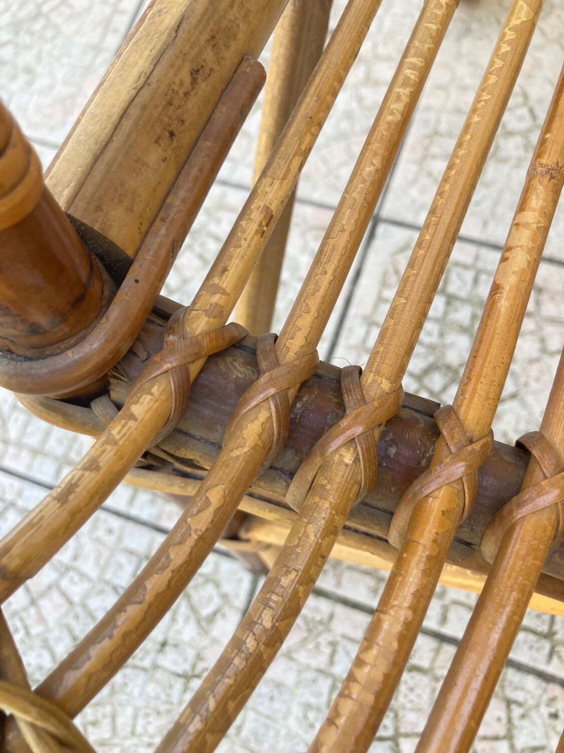 Vintage shell rattan armchair