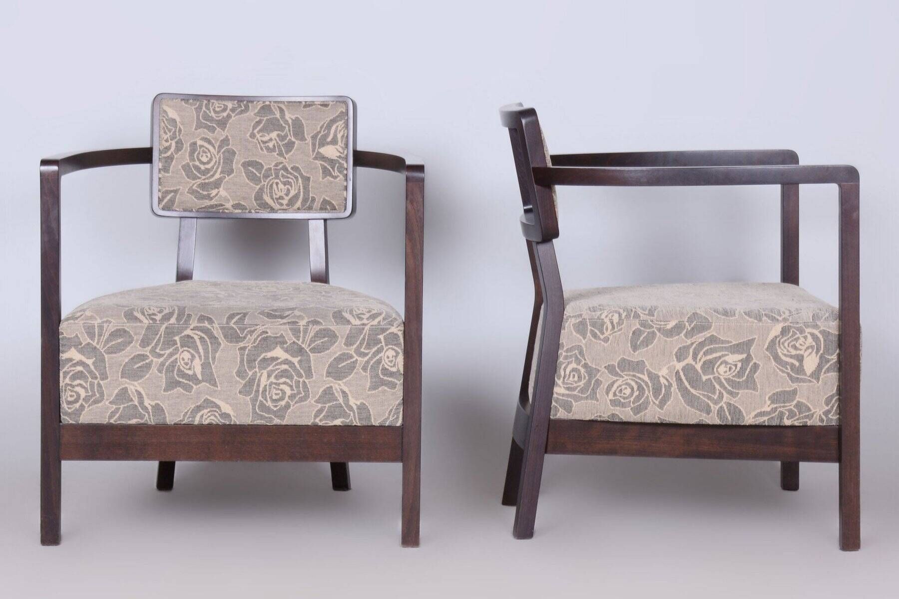 Czech Art Deco Beech Armchairs by H. Kučerová-Záveská, 1980s, Set of 2
