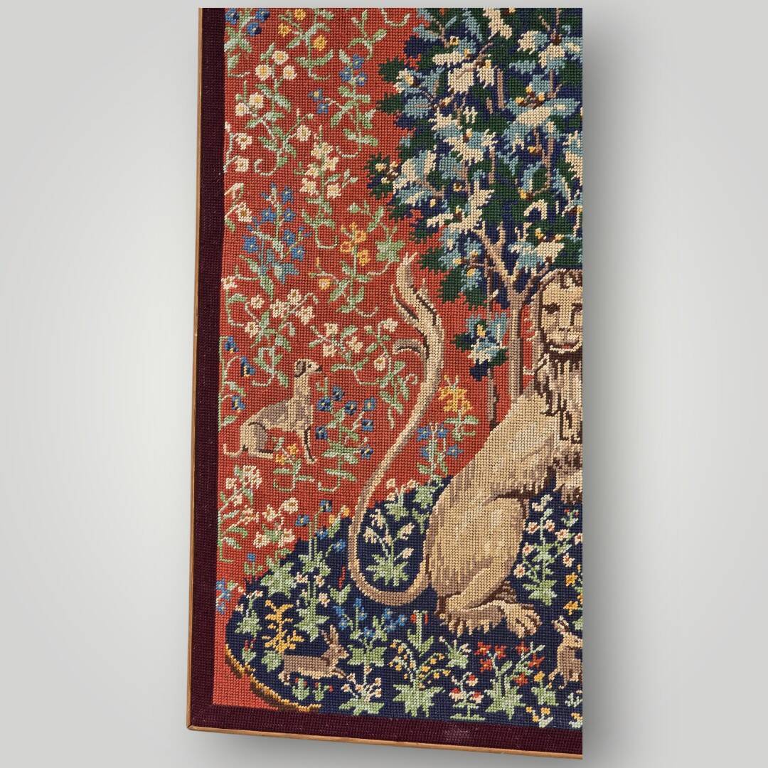 Tapisserie au point de croix vintage « La Dame à la Licorne », reproduction médiévale