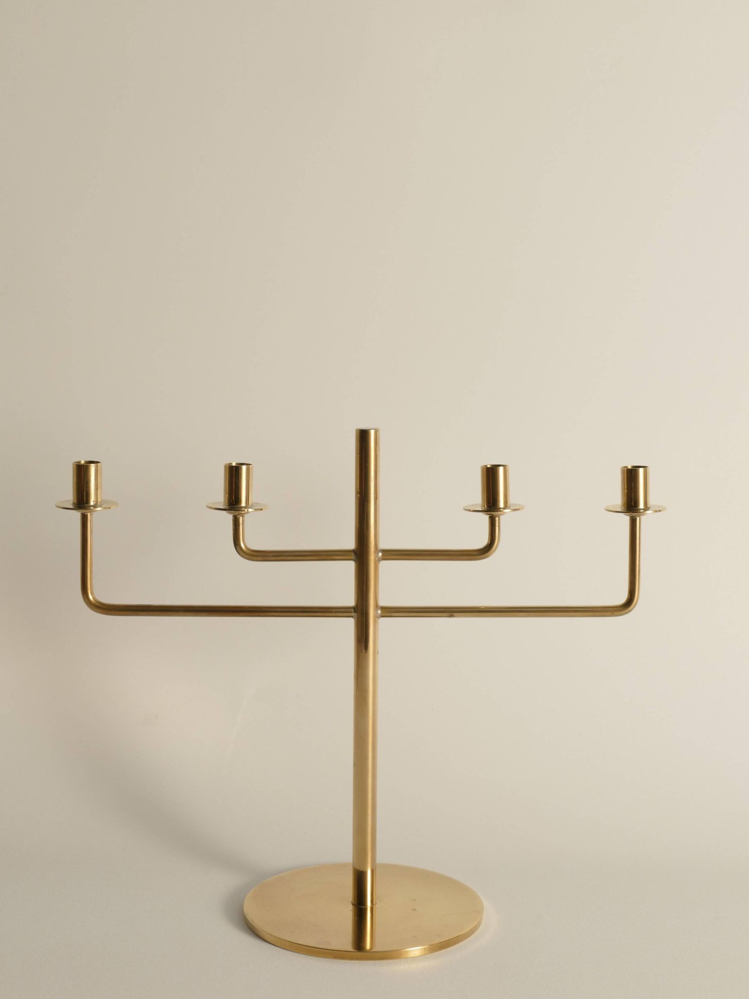 Scandinavian Modern Brass Candelabra by Hans-Agne Jakobsson, Markaryd, 1960s