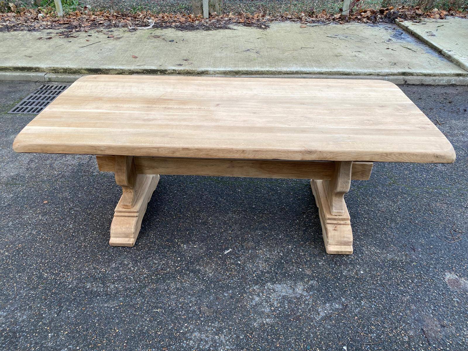 Table à manger de monastère rénovée en chêne massif du 19ème 200cm