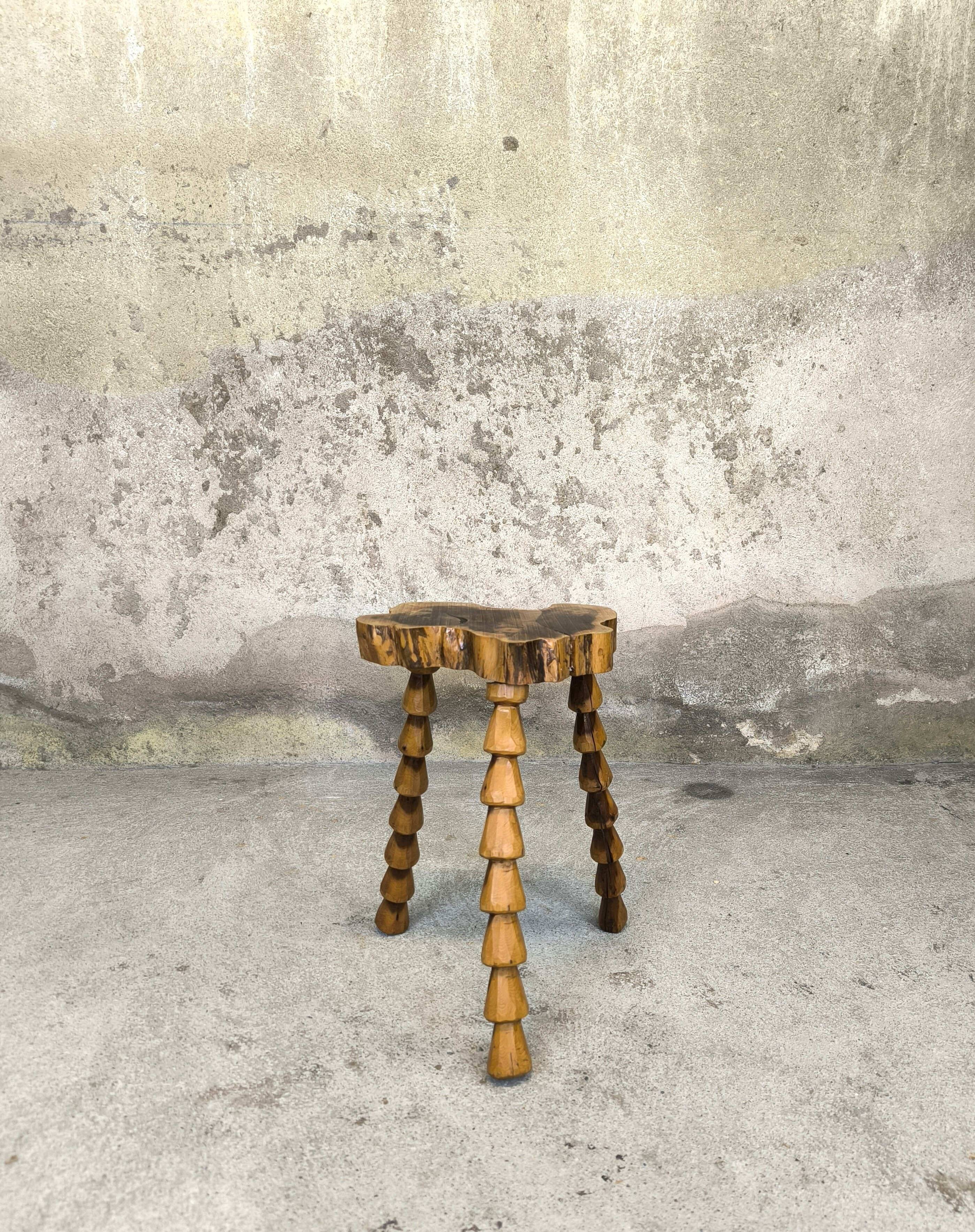 Brutalist wooden stool.