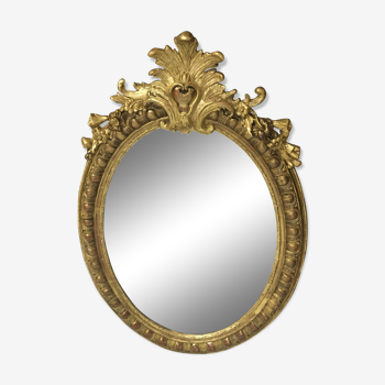 Golden oval mirror - 58x87cm