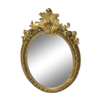 Golden oval mirror - 58x87cm