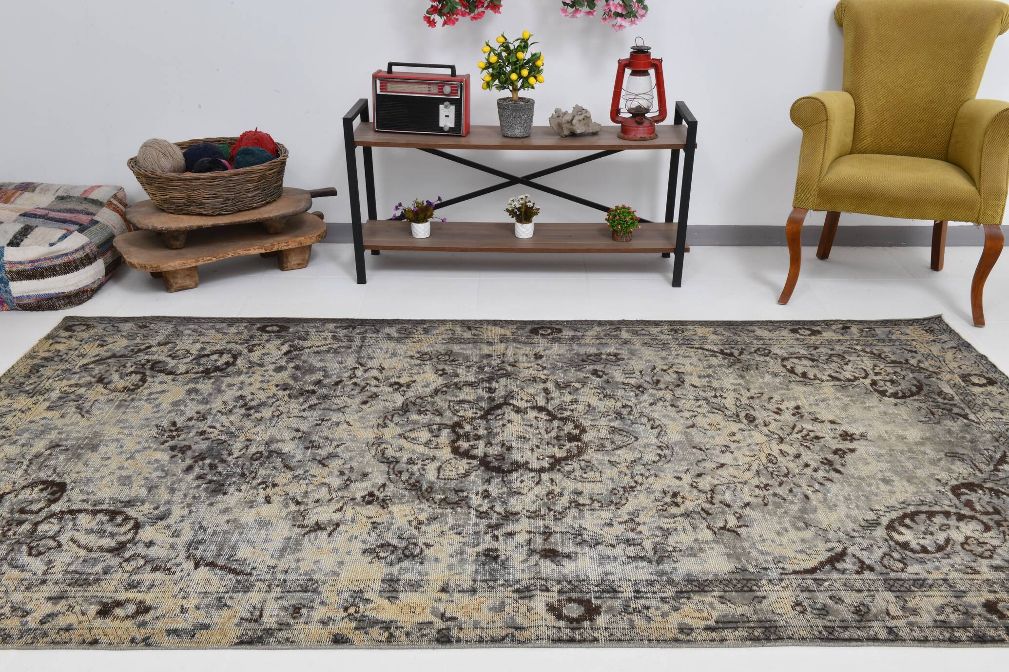 5x10 Distressed Brown Vintage Rug, 164x295Cm
